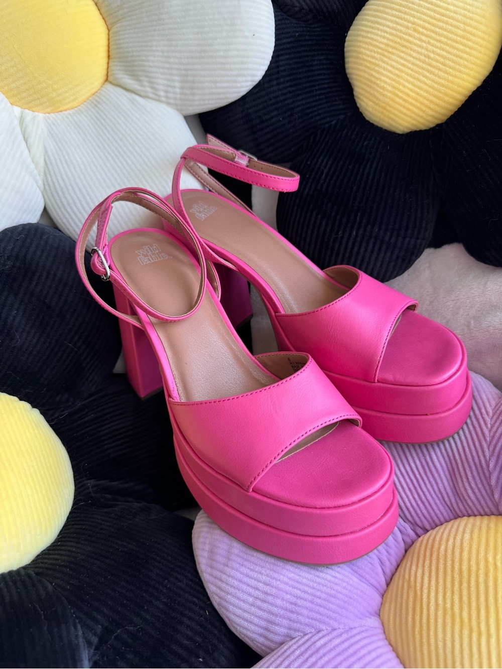 Platform Block Heel Sandals - Hot Pink